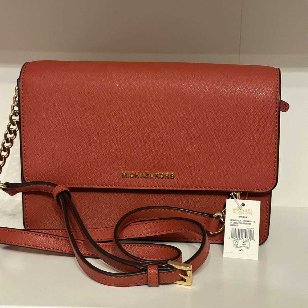 Michael Kors Coral Saffiano Leather Crossbody